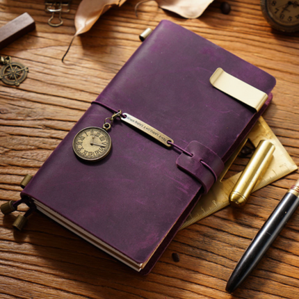 Premium Handmade Plain-Edged Cowhide Leather Notebook with Strap Lock NO010