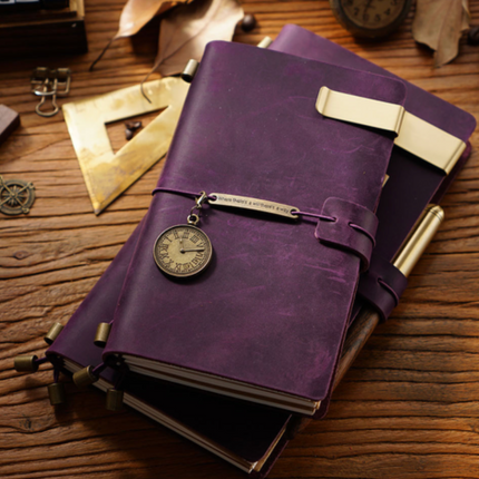 Premium Handmade Plain-Edged Cowhide Leather Notebook with Strap Lock NO010