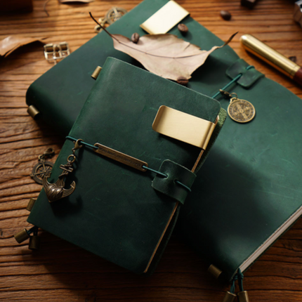 Premium Handmade Plain-Edged Cowhide Leather Notebook with Strap Lock NO010