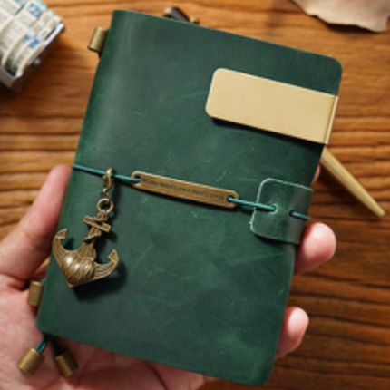 Premium Handmade Plain-Edged Cowhide Leather Notebook with Strap Lock NO010