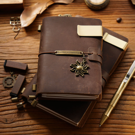 Premium Handmade Plain-Edged Cowhide Leather Notebook with Strap Lock NO010