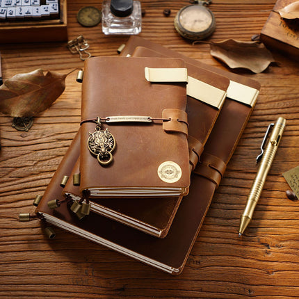 Premium Handmade Plain-Edged Cowhide Leather Notebook with Strap Lock NO010