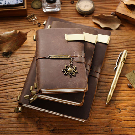 Premium Handmade Plain-Edged Cowhide Leather Notebook with Strap Lock NO010