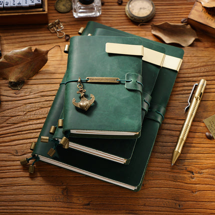Premium Handmade Plain-Edged Cowhide Leather Notebook with Strap Lock NO010