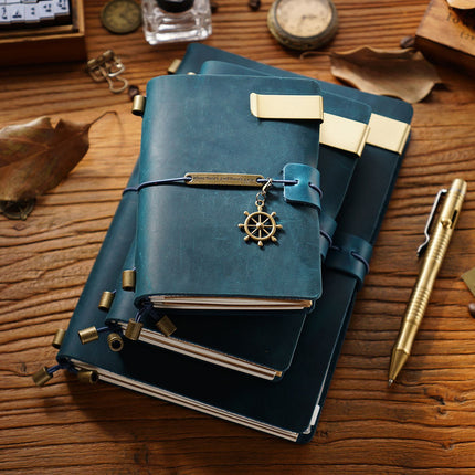 Premium Handmade Plain-Edged Cowhide Leather Notebook with Strap Lock NO010
