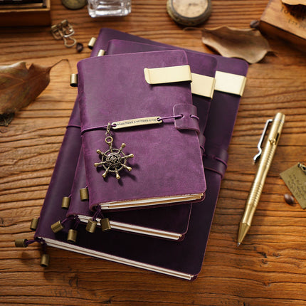 Premium Handmade Plain-Edged Cowhide Leather Notebook with Strap Lock NO010