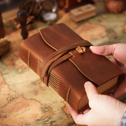 Handmade Leather Notebook With Strap Closure - NO002