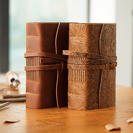 Handmade Leather Notebook With Strap Closure - NO002