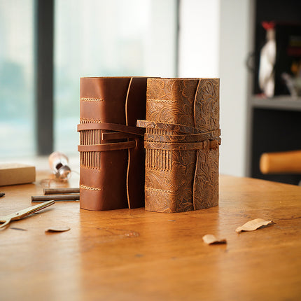 Handmade Leather Notebook With Strap Closure - NO002
