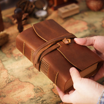 Handmade Leather Notebook With Strap Closure - NO002
