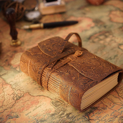 Handmade Leather Notebook With Strap Closure - NO002