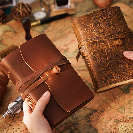Handmade Leather Notebook With Strap Closure - NO002