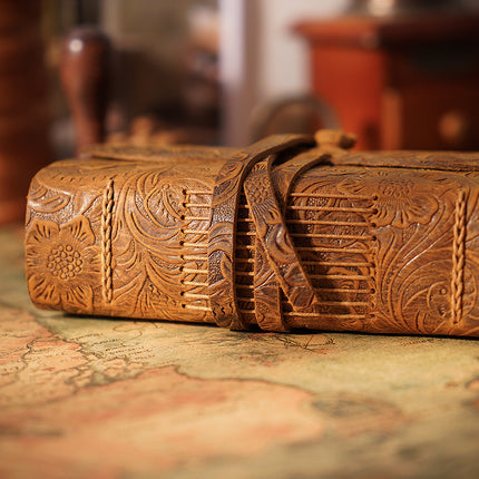 Handmade Leather Notebook With Strap Closure - NO002