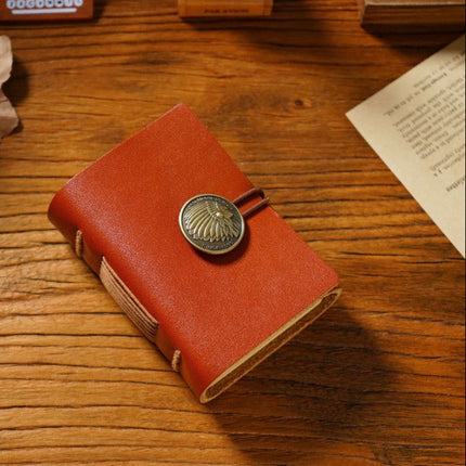 Handcrafted Cowhide Leather Journal – Mini Size with Brass Button Lock