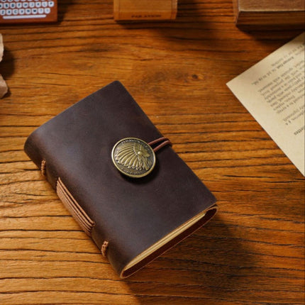 Handcrafted Cowhide Leather Journal – Mini Size with Brass Button Lock