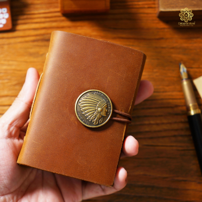 Handcrafted Cowhide Leather Journal – Mini Size with Brass Button Lock